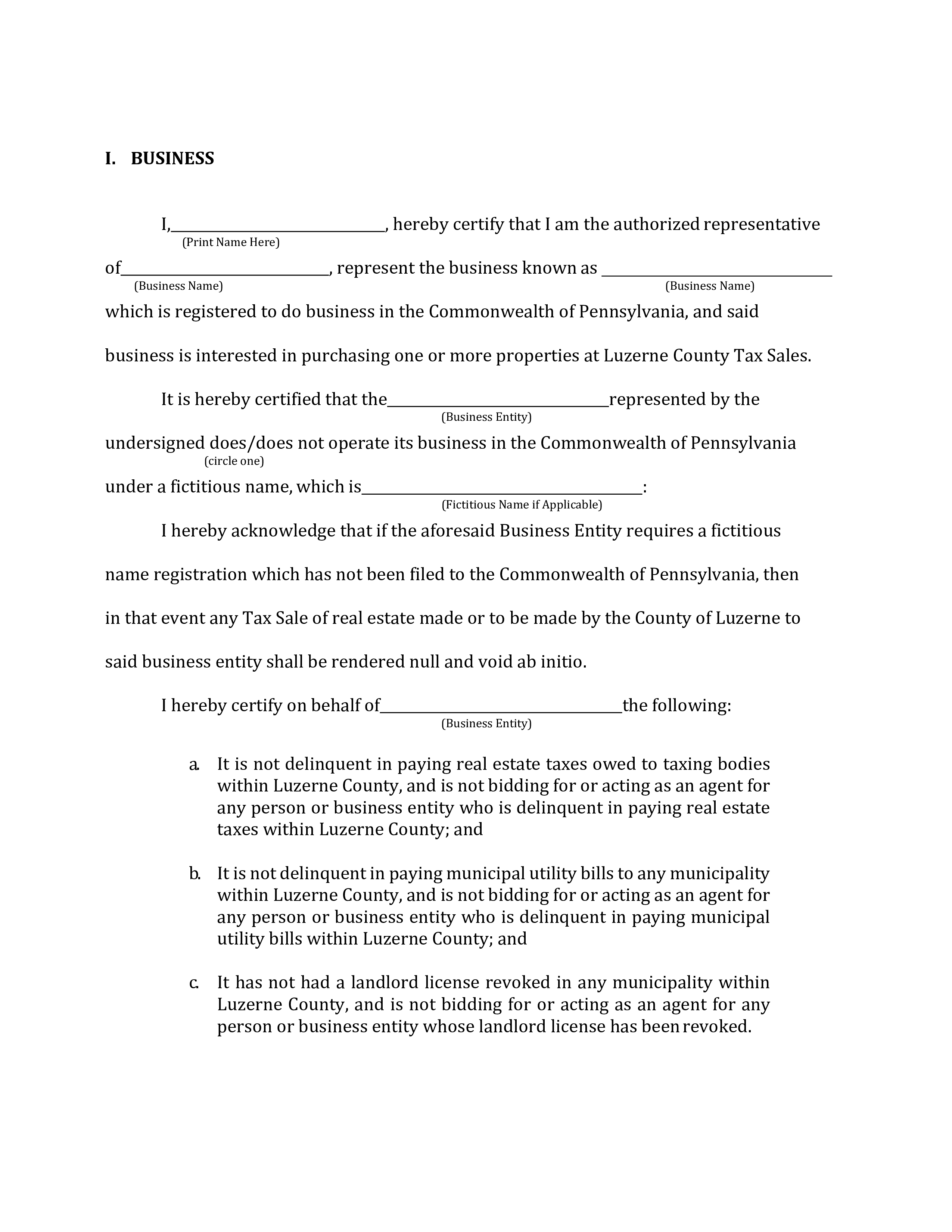 Judicial Sale Registration Forms for Businesses